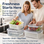 🥬 Fruit & Vegetable Storage Containers with Drain Baskets