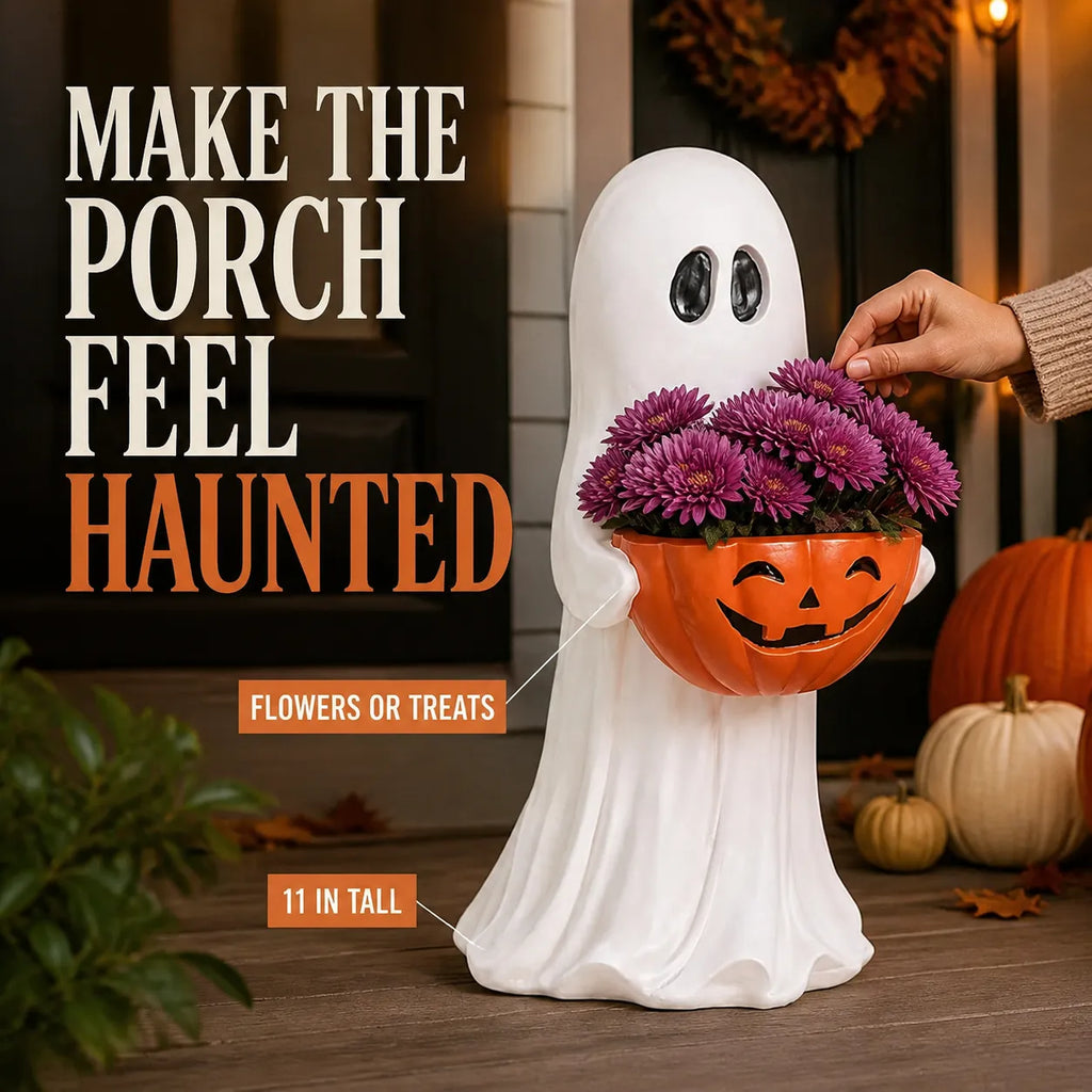 Spooky Welcome Ghost Pumpkin Treat & Planter Bowl