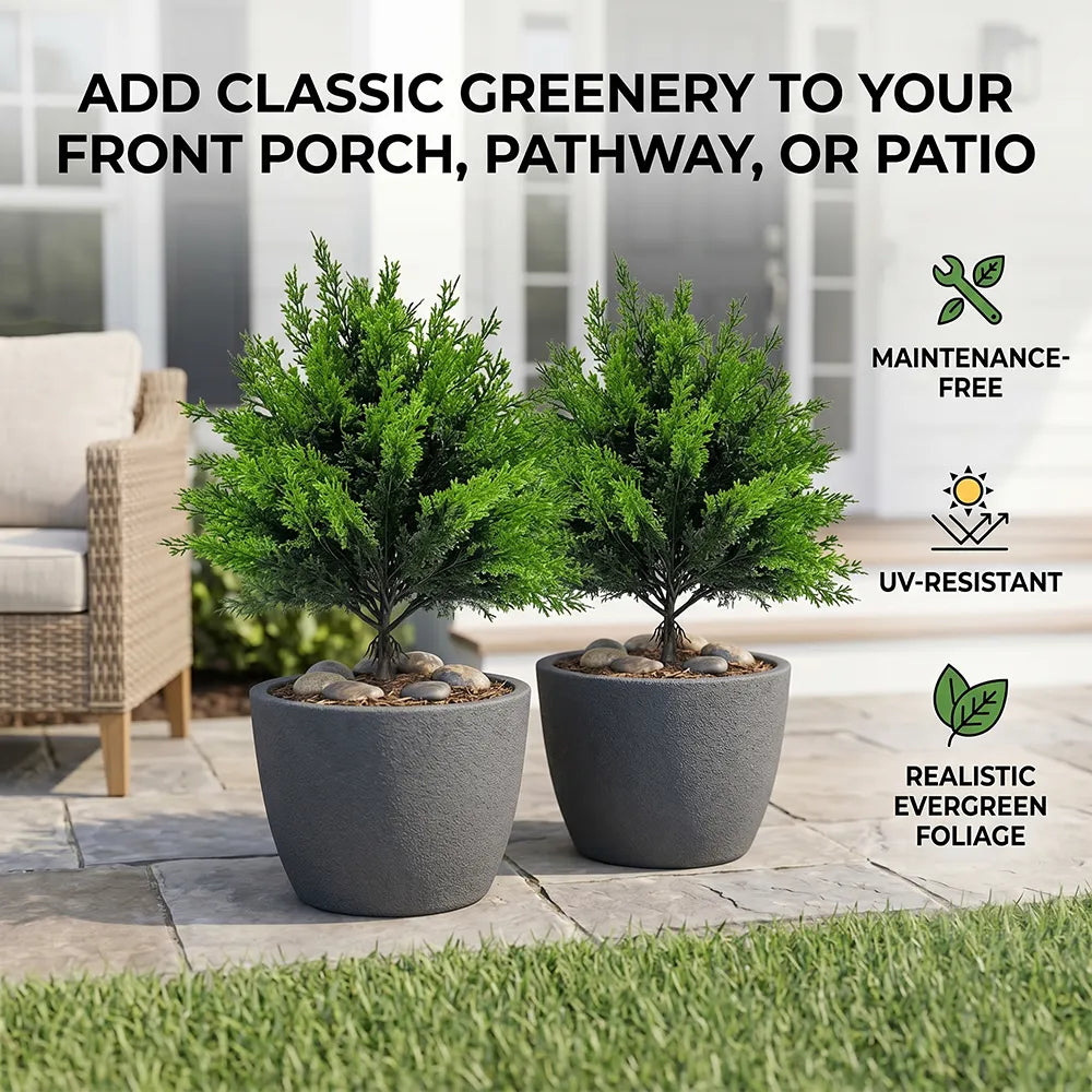 🌲 Artificial Evergreen Pine Tree Décor Kit with Ground Stakes-16.14in