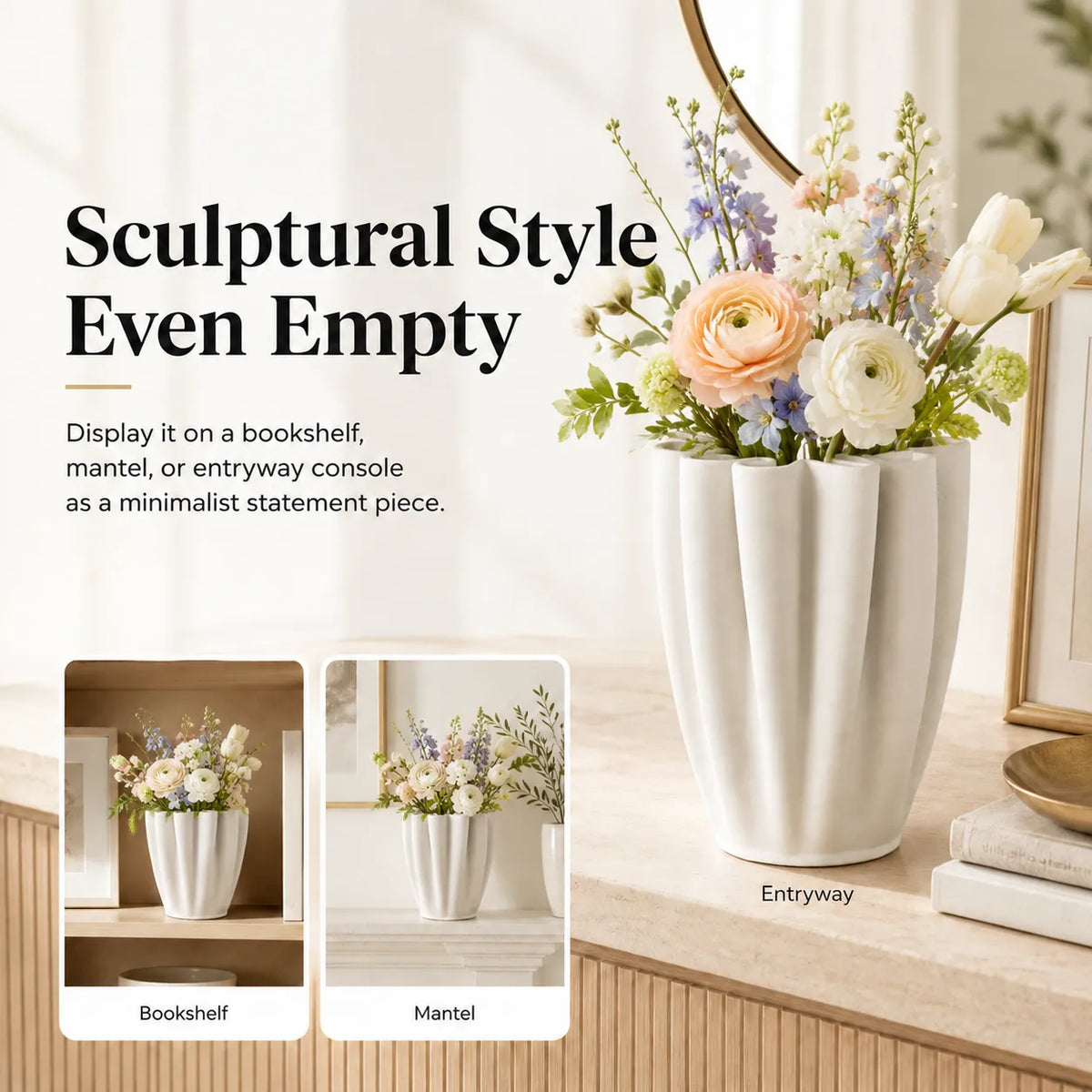 🌸Hand-Fired Ceramic Vase – Sculptural Maze-Top Flower Holder with Organic Texture