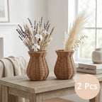 🌾Elegant Wicker Style Decorative Vase – Rustic Flower Display for Modern Home Décor
