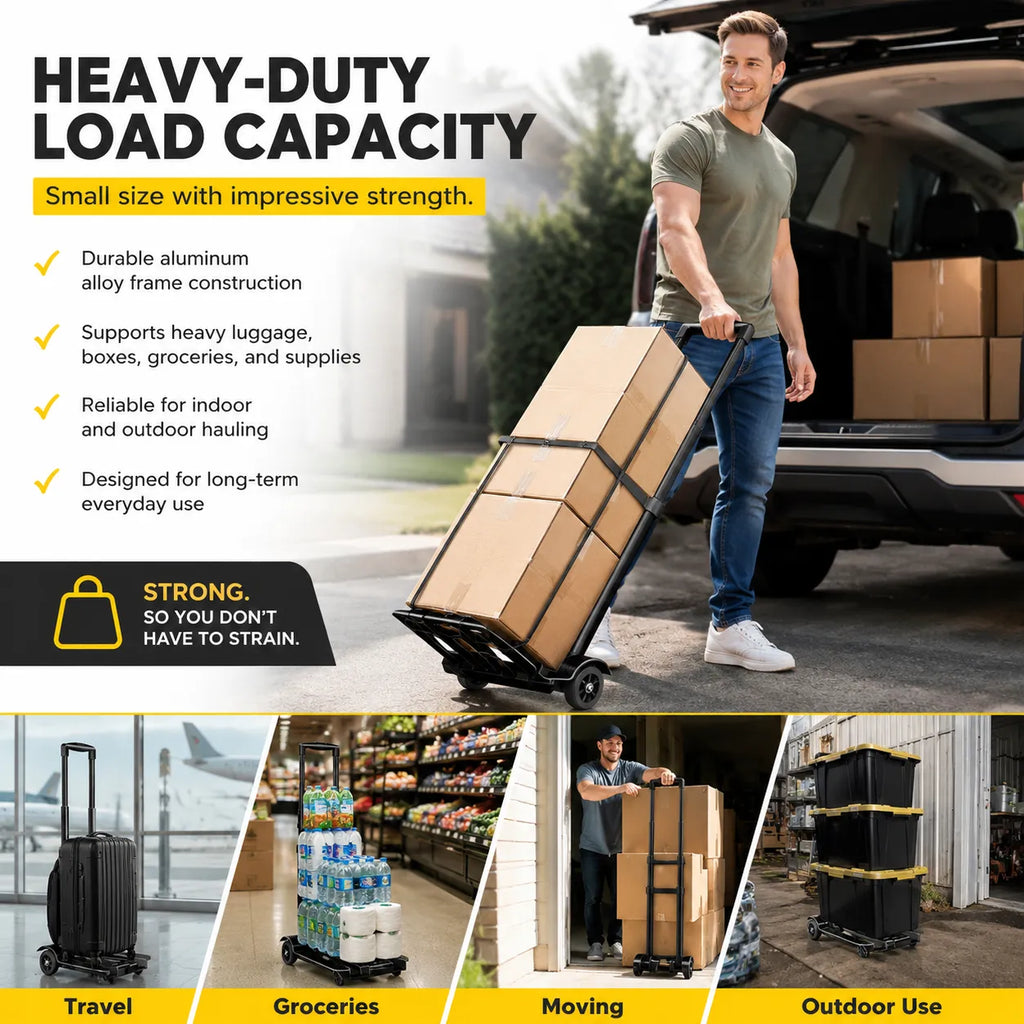 🧳Foldable Hand Cart — Lightweight Portable Trolley with Dual Wheels