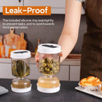 🥗Hourglass Pickle Jar with Built-In Fork – Juice Separation Storage Container