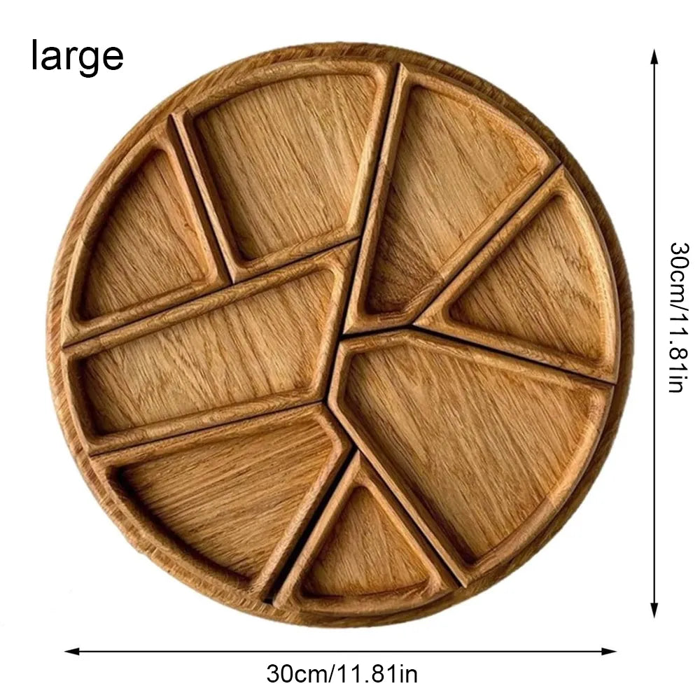 Wooden Serving Tray – 8-Compartment Puzzle Design