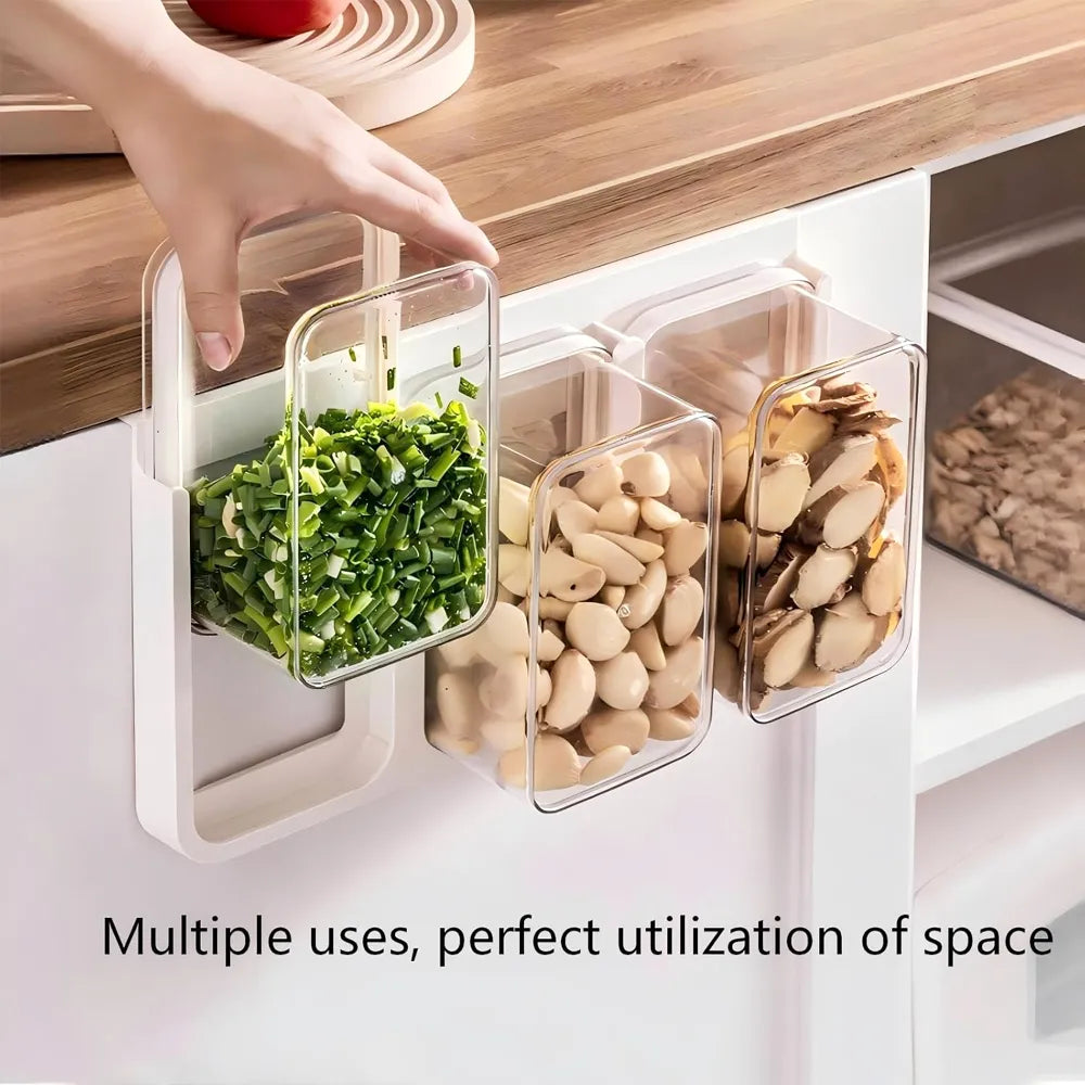 🧂 Under Cabinet Spice Rack with 3 Airtight Hanging Jars