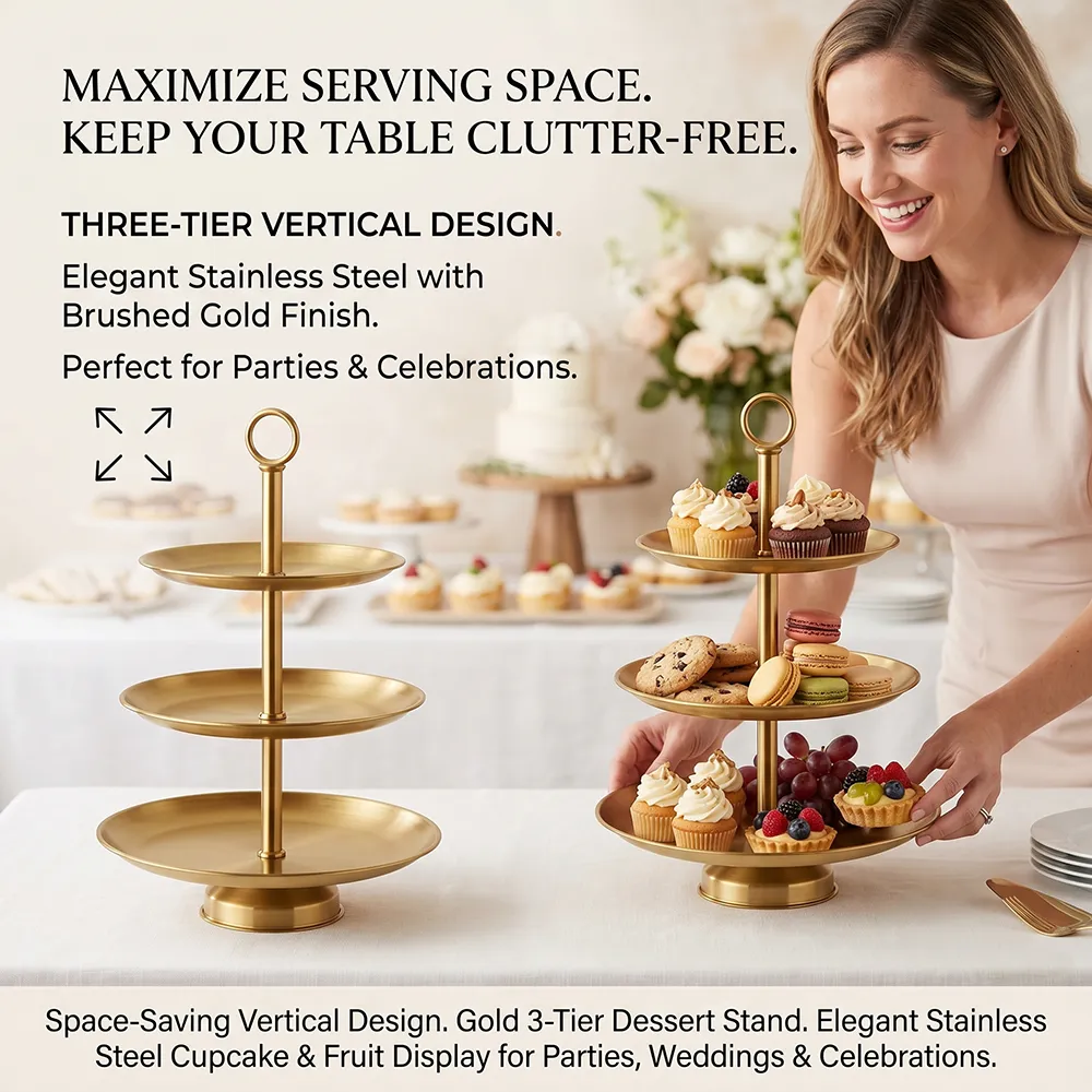 🍰 Elegant 3-Tier Stainless Steel Dessert Stand