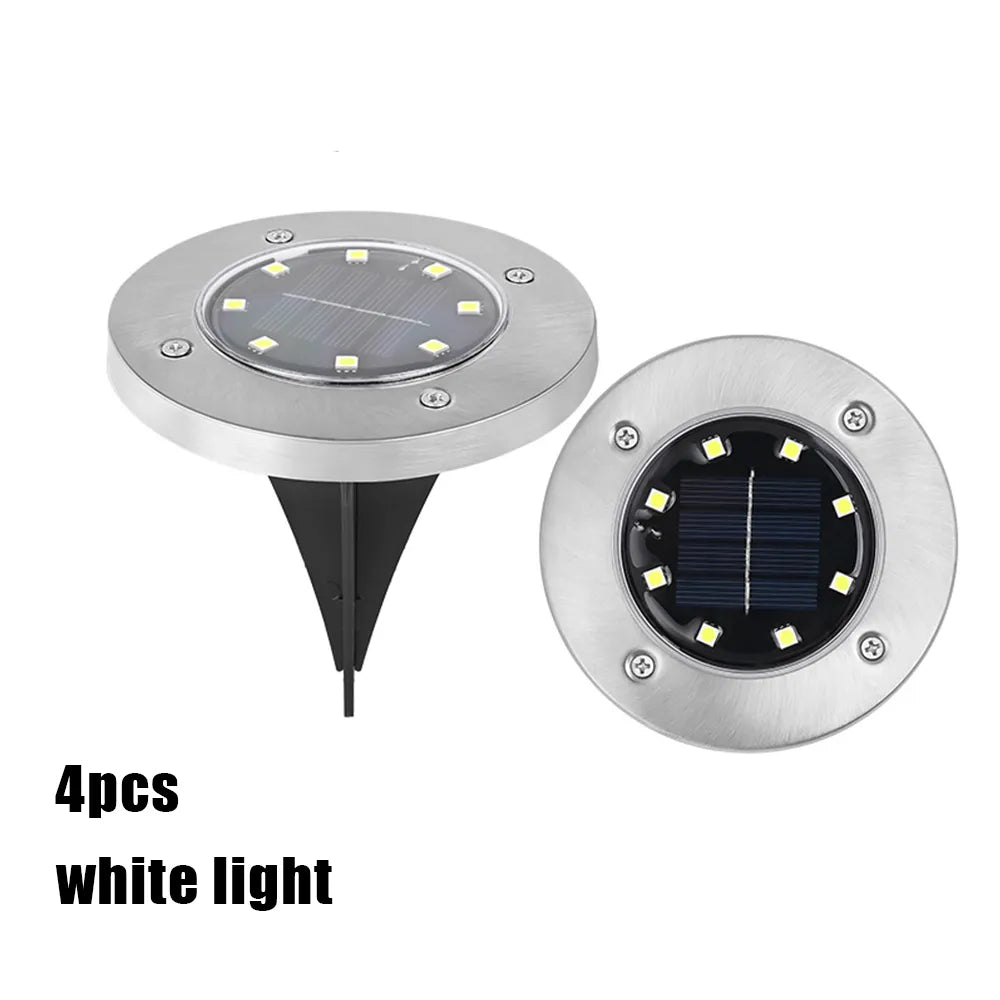 🌙 Solar Ground Lights – 8 LED Outdoor Disk Lights
