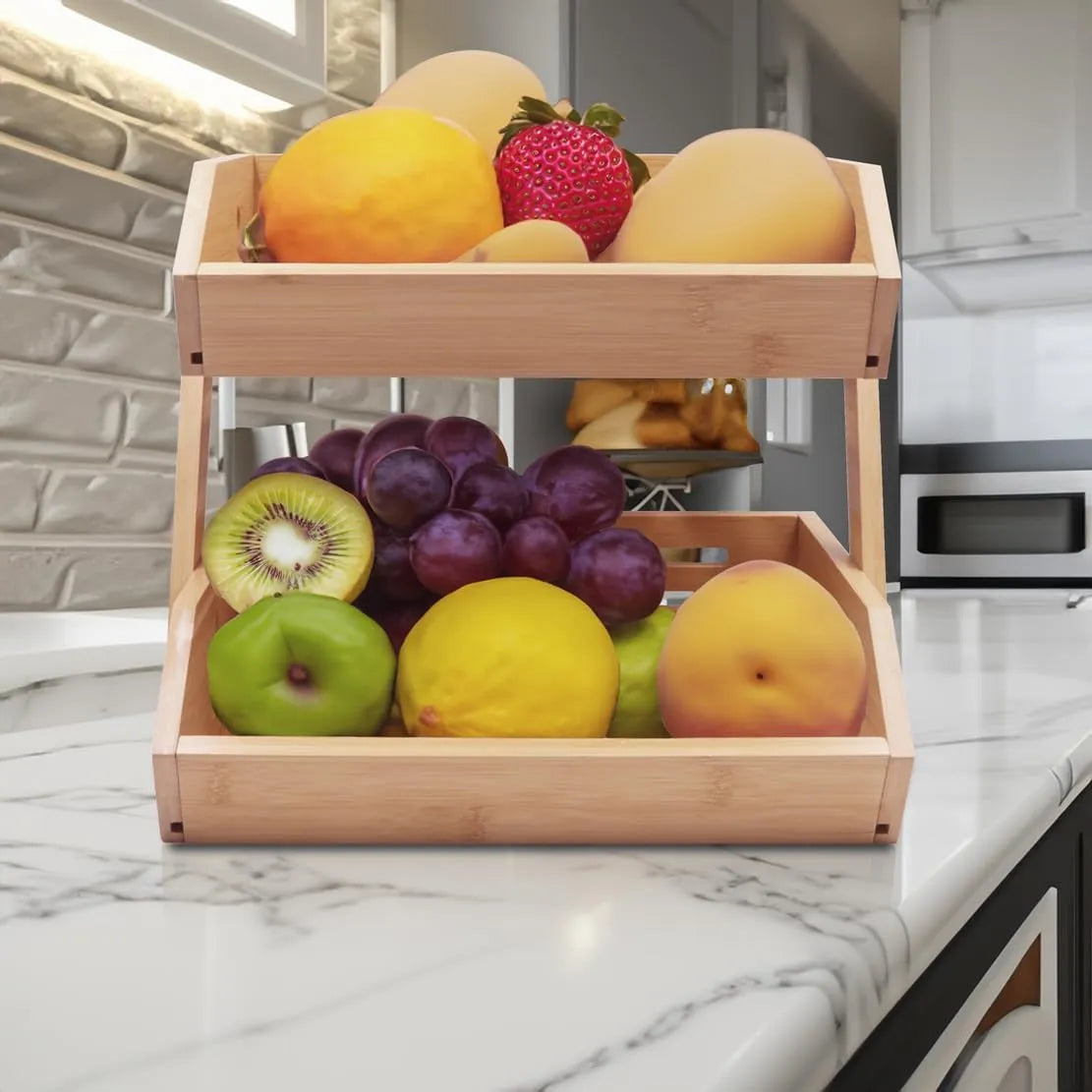 2-Tier Bamboo Countertop Organizer