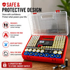 🔋 High-Capacity Battery Storage Box with Built-in Tester