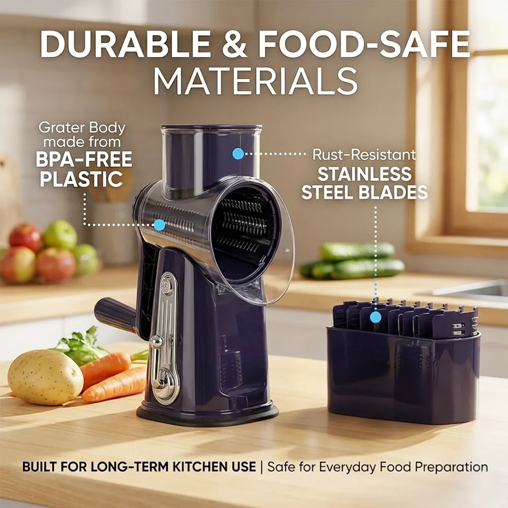 🧀 5-in-1 Rotary Grater with Handle