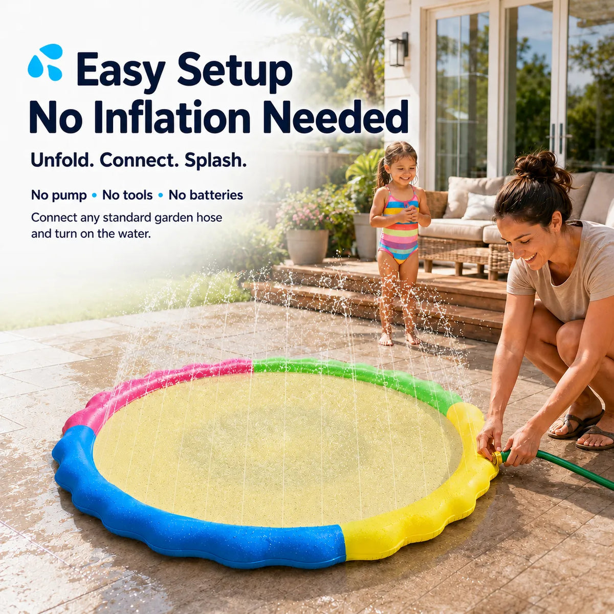 💦 67‘’ Non‑Slip Splash Pad for Kids & Dogs  ✔