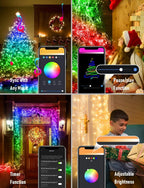 🎄 Bluetooth App-Controlled RGB Christmas Lights – Music Sync, Timer & Smart Color Effects