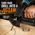 Drill-Powered Jigsaw Adapter Kit with Side Handle & 3 Blades