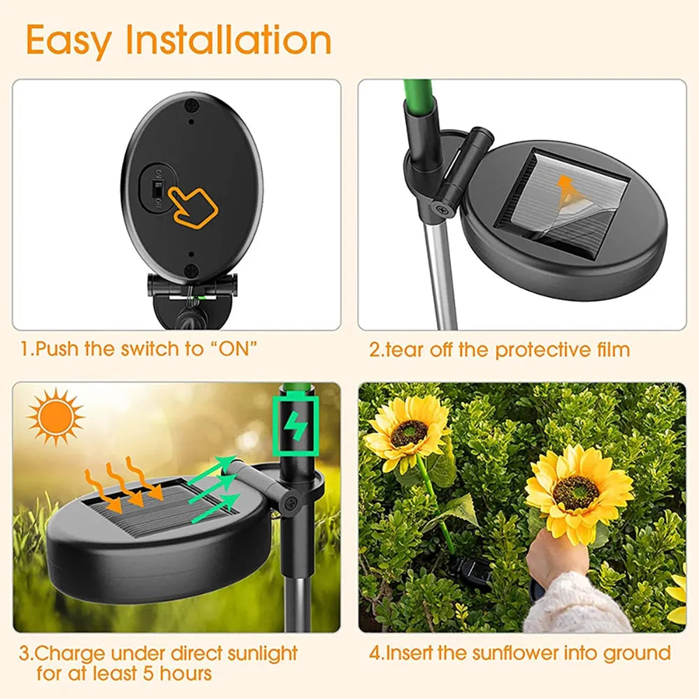 🌻Pre-Mother's Day Promotion 40% Off-- Waterproof  Solar Sunflower Lamp(1Head/3Head)