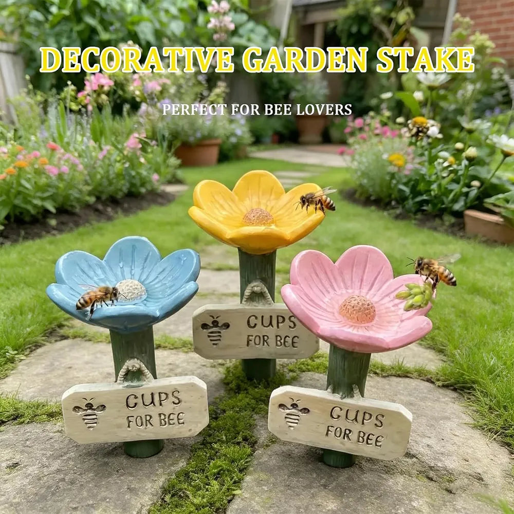 🌼Flower-Shaped Bee & Butterfly Watering Stations – Set of 5 Garden Pollinator Cups