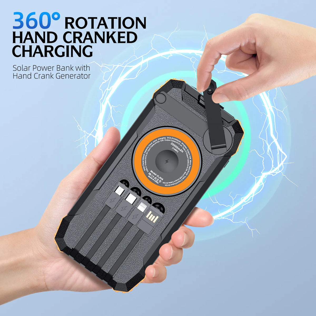 💡Solar Power Bank 20000mAh – Portable Charger