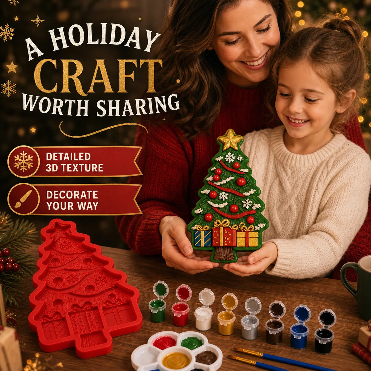 DIY Christmas Tree Silicone Mold for Paint-Your-Own Holiday Crafts