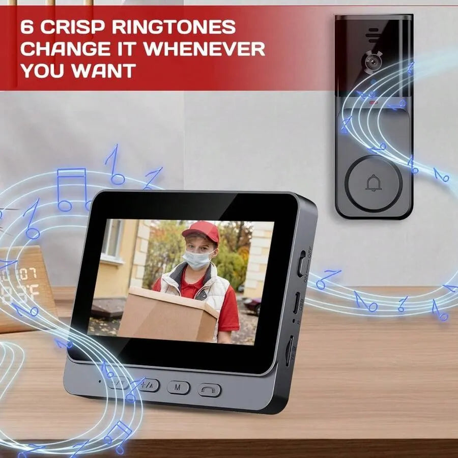 M16S Wireless Video Doorbell Monitor with 4.3-Inch Indoor Screen