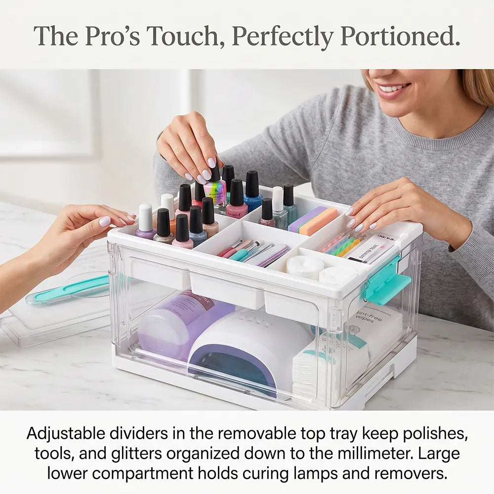 🎨 Transparent Craft Storage Organizer Box with Removable Tray & Dividers