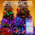 🎄 Bluetooth App-Controlled RGB Christmas Lights – Music Sync, Timer & Smart Color Effects