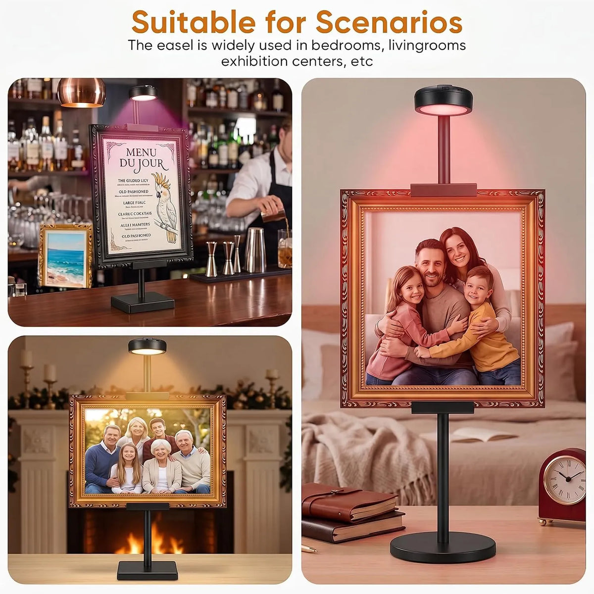 Adjustable Lighted Tabletop Picture Frame Display Stand