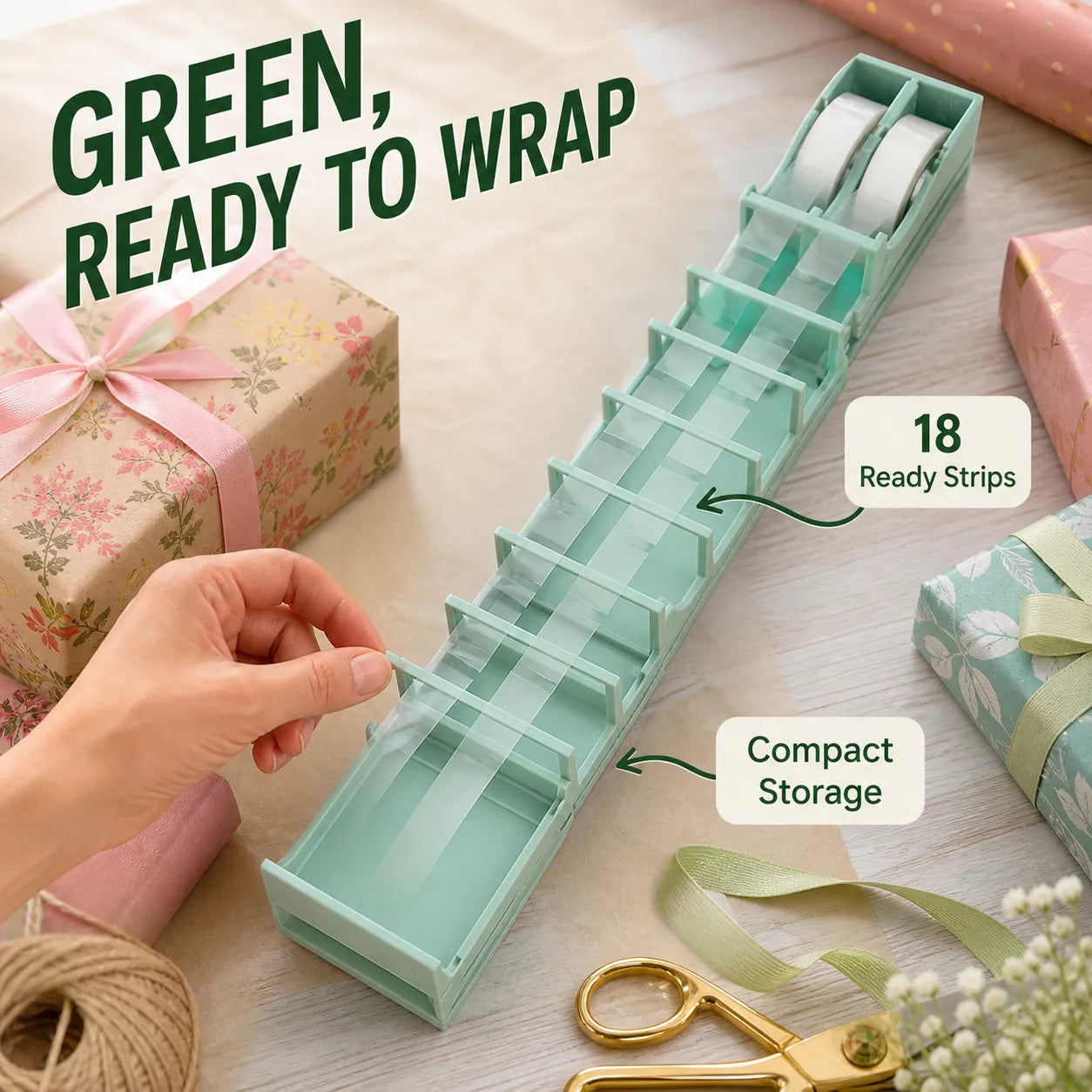 18-Strip Expandable Tape Prep Station for Faster Gift Wrapping