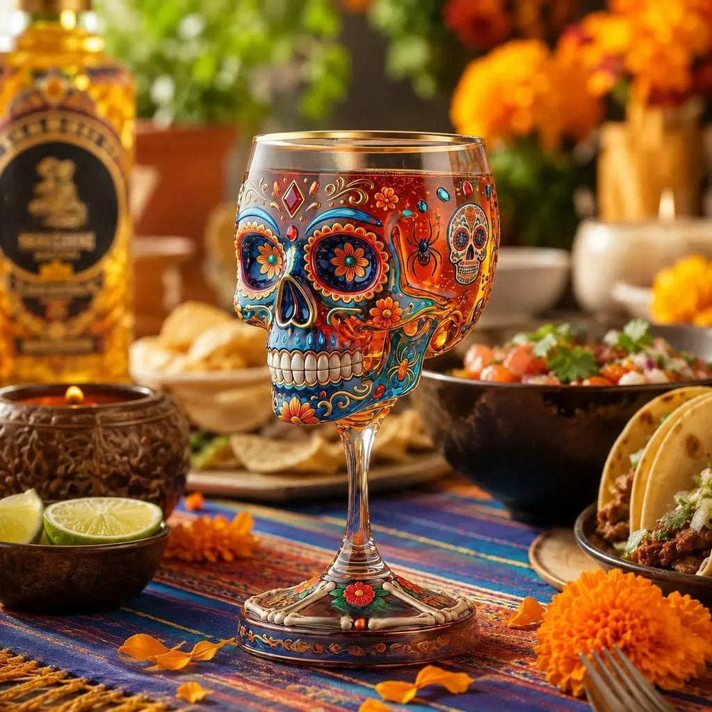 🔥Day of the Dead Limited Edition Tequila Bottle & Goblet – Limited Edition Art Glass