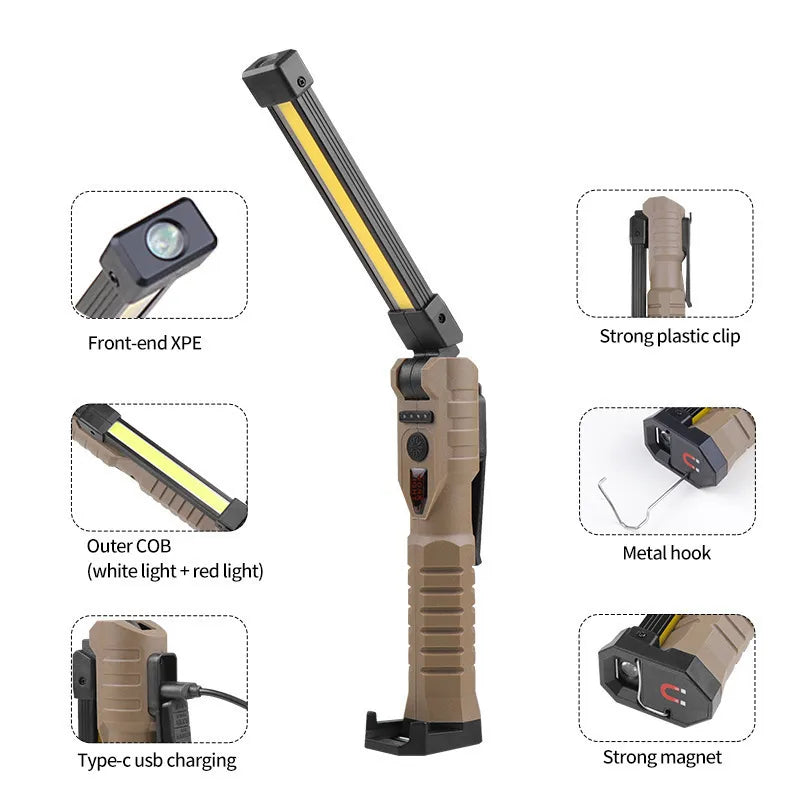🔦 Double-sided COB folding work light