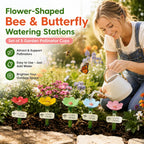 🌼Flower-Shaped Bee & Butterfly Watering Stations – Set of 5 Garden Pollinator Cups