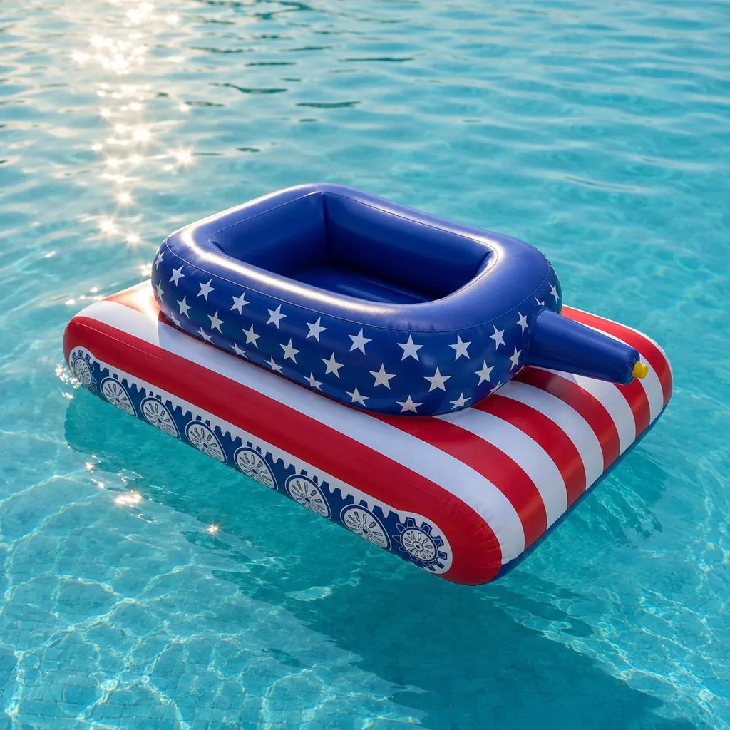 Patriotic Inflatable Pool Tank with Built-In Water Cannon