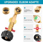 🔥 QCC1 Propane Refill Elbow Adapter with Tank Gauge