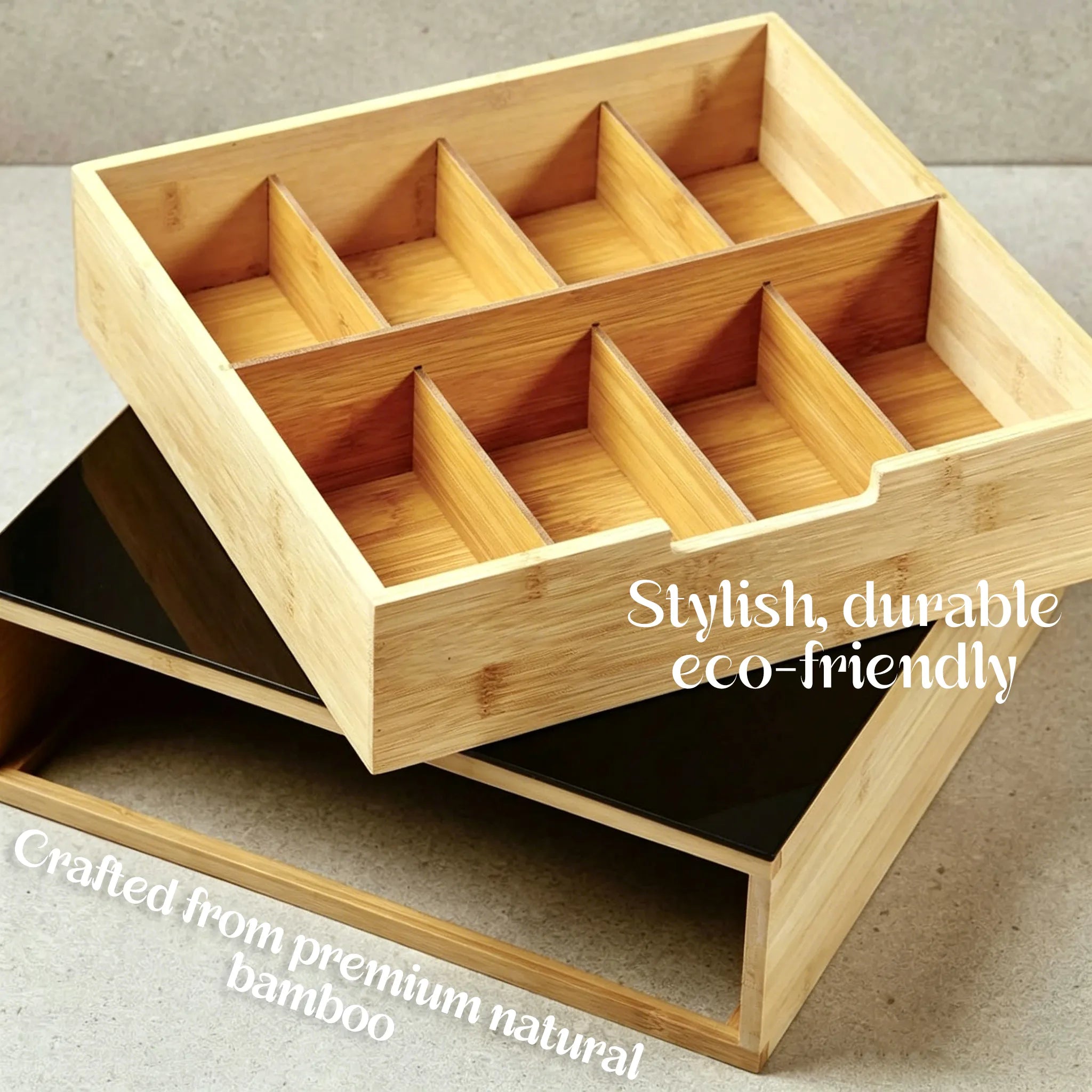 🌿Bamboo Drawer-Style Tea & Coffee Organizer