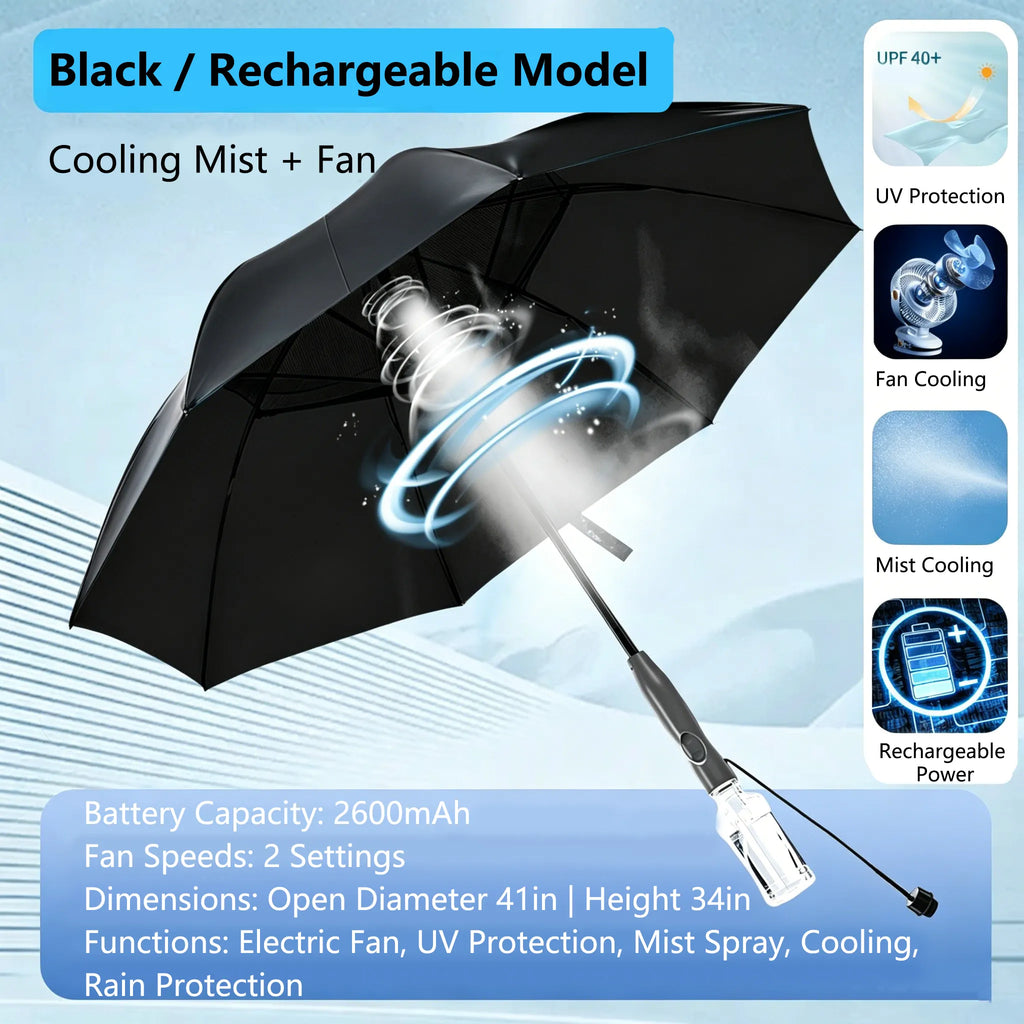 ☂️Fan & Mist Cooling Umbrella