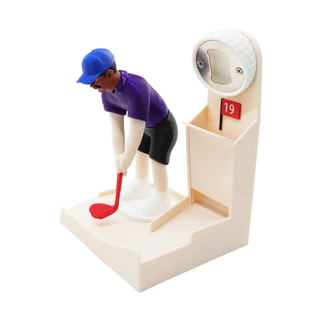 Fridge-Mounted Golf Bottle Opener with Cap Catcher