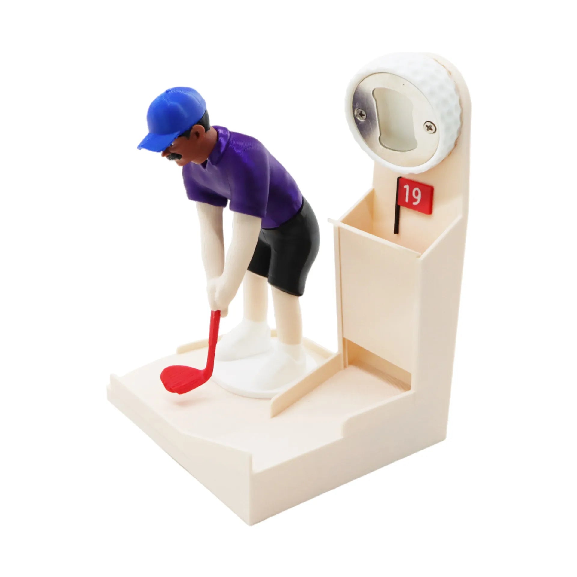 Fridge-Mounted Golf Bottle Opener with Cap Catcher
