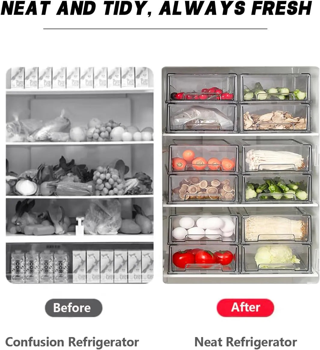🧺 Medium / Large / Extra-Large Transparent Stackable Storage Drawers