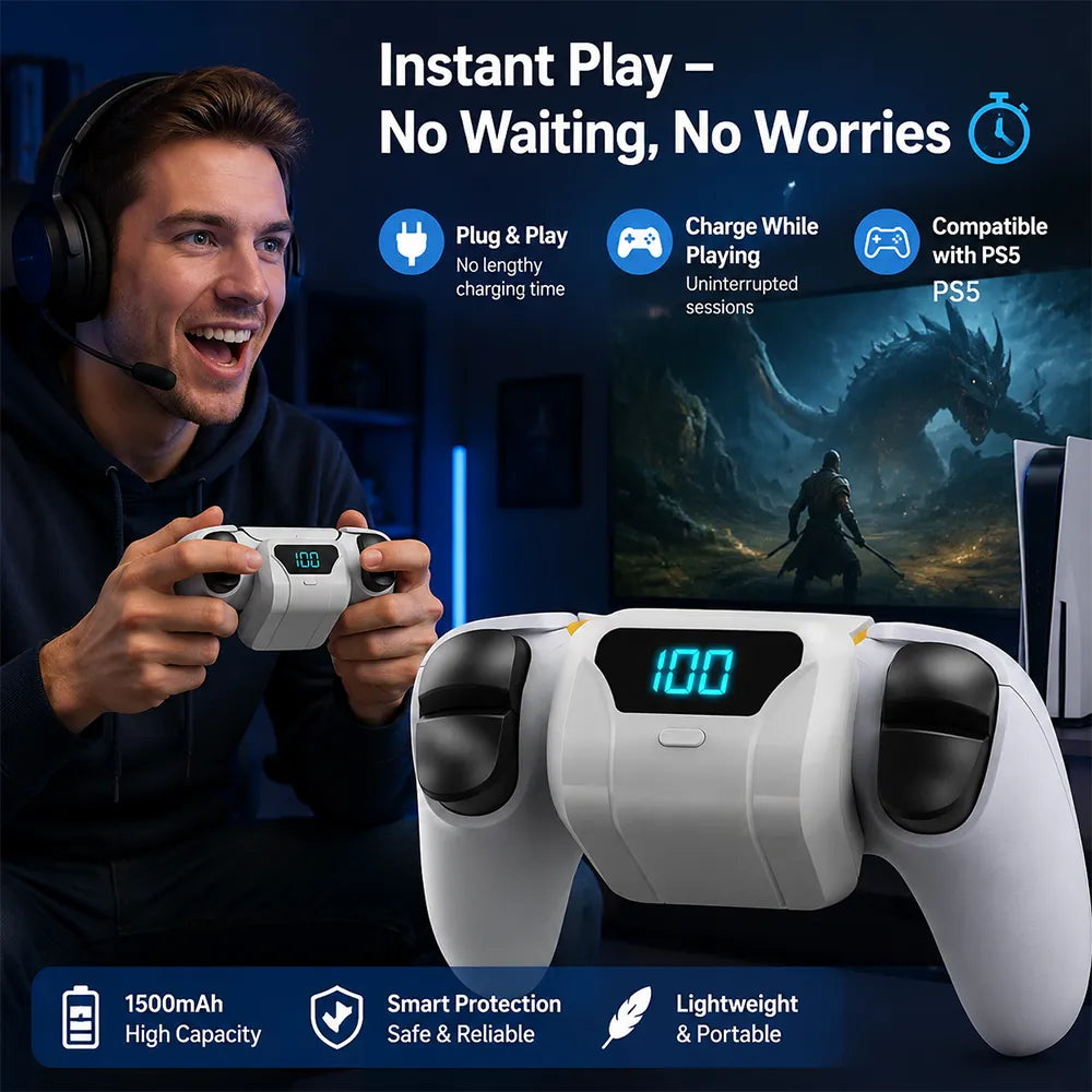 Charger for PS5 Edge Controller – 1500mAh Portable Battery Pack 🎮