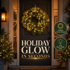 Foldable Pre-Lit Christmas Wreath with 200 Warm-White LEDs