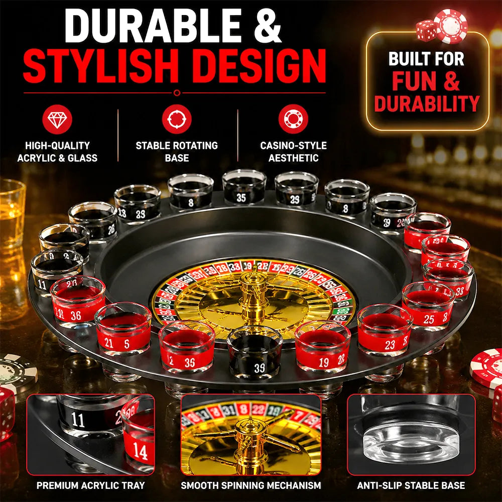 🎰 Shot Glass Roulette Drinking Game Set – Casino Style Party Game