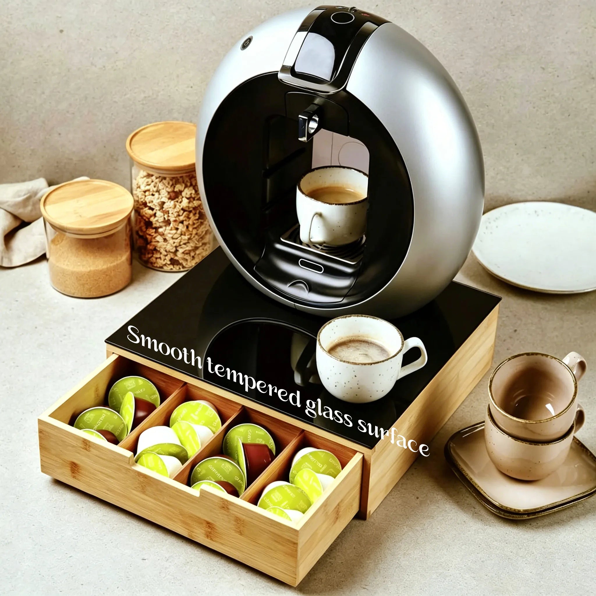 🌿Bamboo Drawer-Style Tea & Coffee Organizer