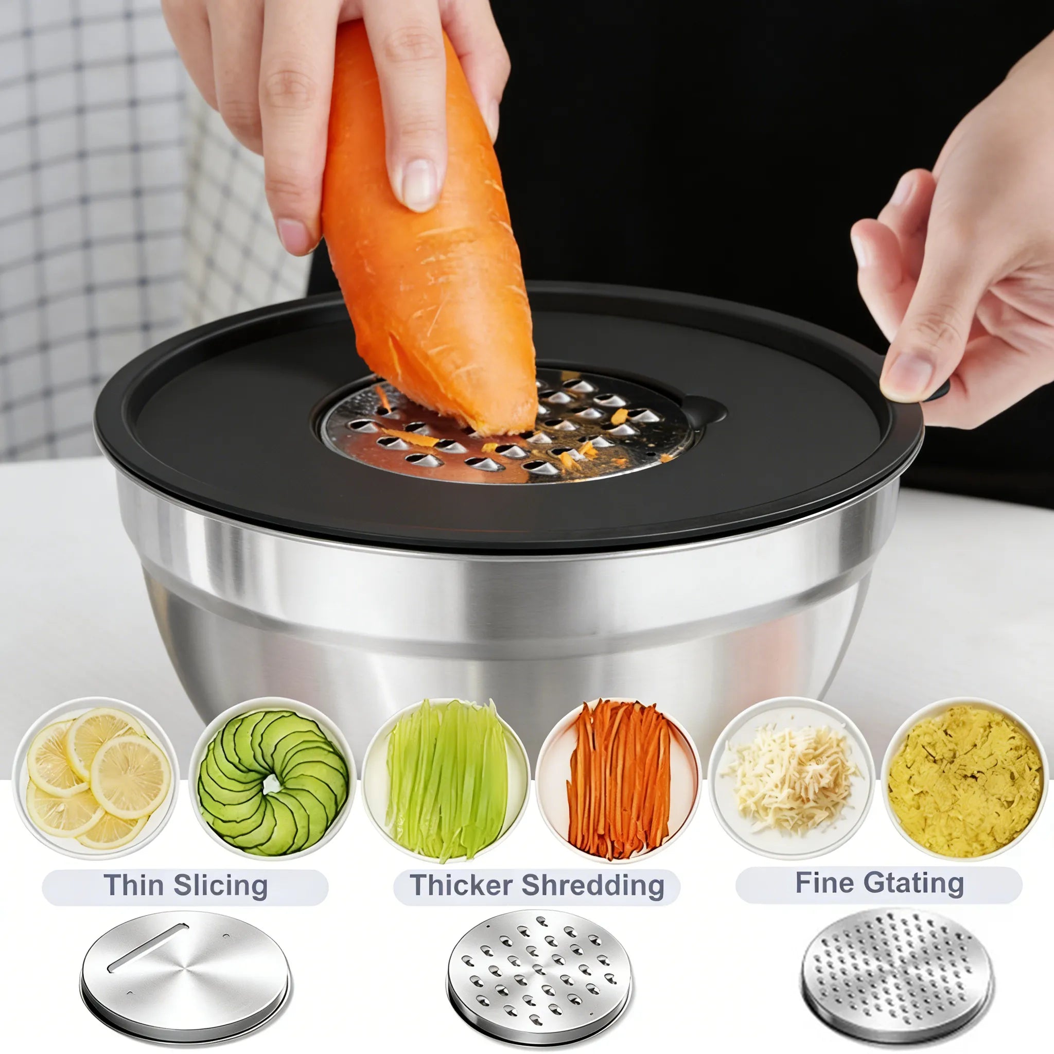 🥗 Gluten Grater with Lid and Salad Bowl Set