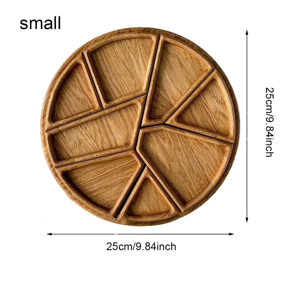 Wooden Serving Tray – 8-Compartment Puzzle Design