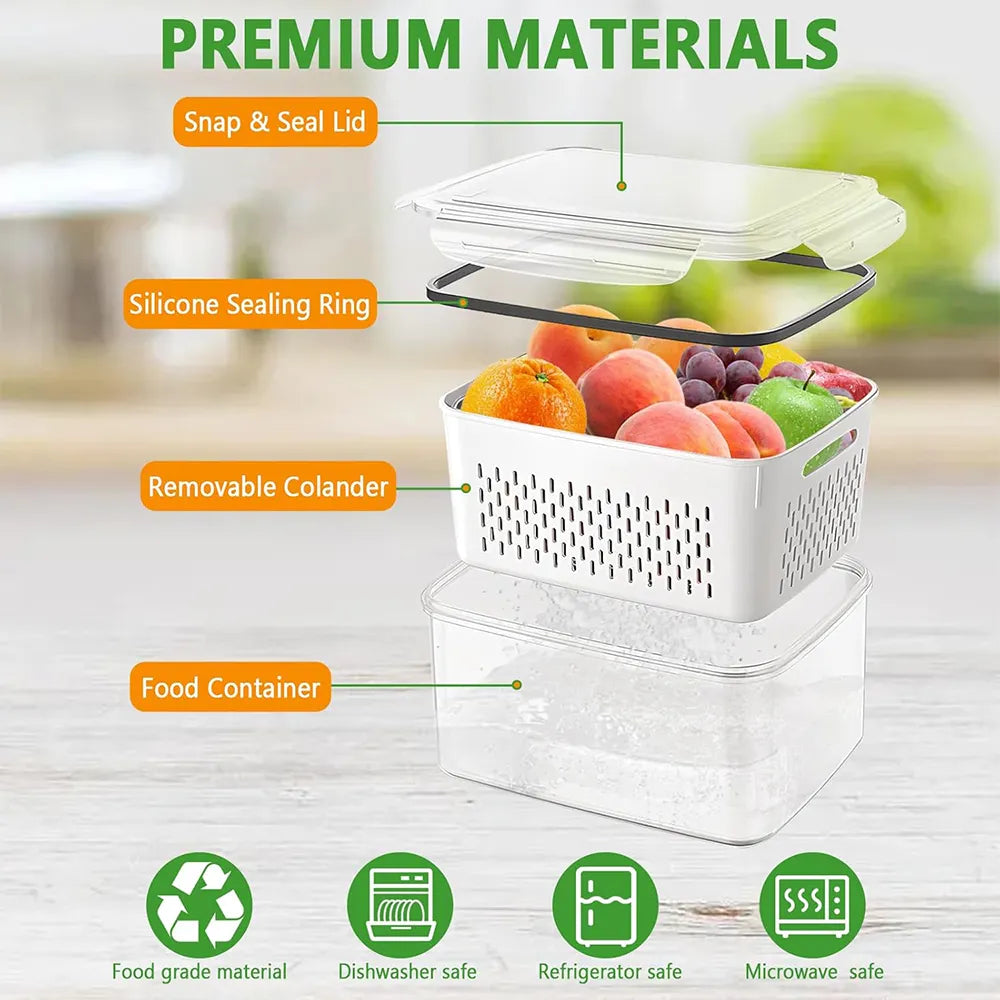 🥗 Refrigerator Draining Storage Basket – Fresh Food Organizer Box