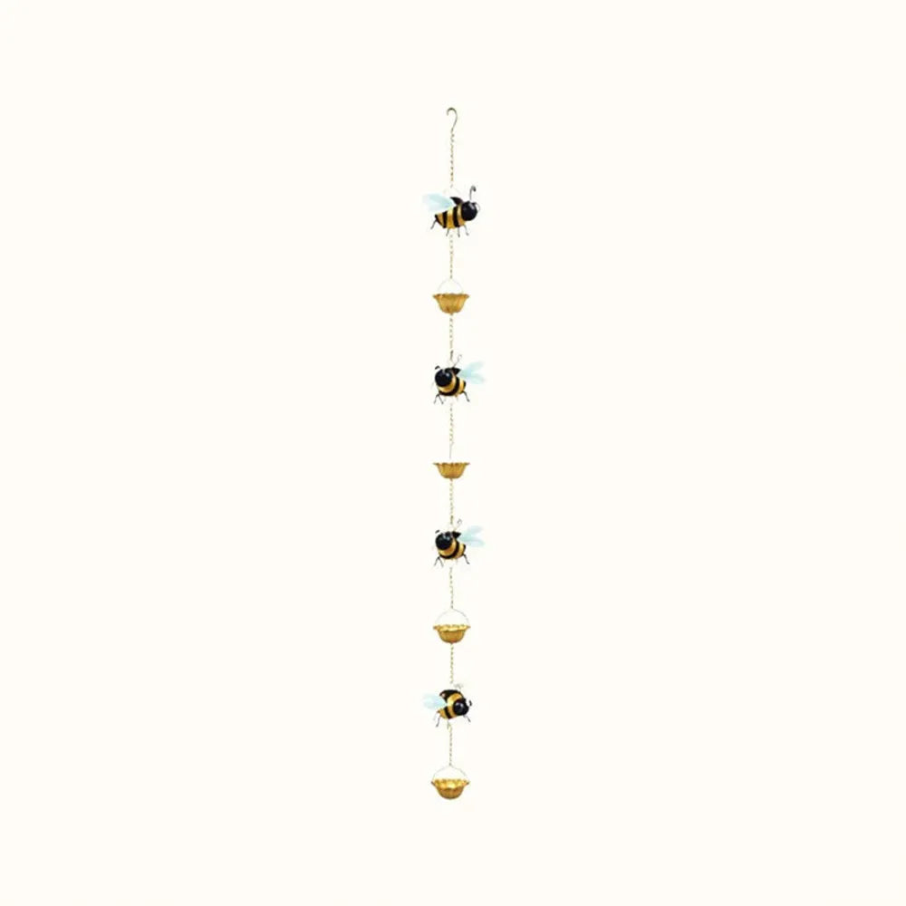 🐝 Whimsical Bee Rain Chain Decor – Hanging Bee Cup Rain Catcher for Gutters & Garden Décor