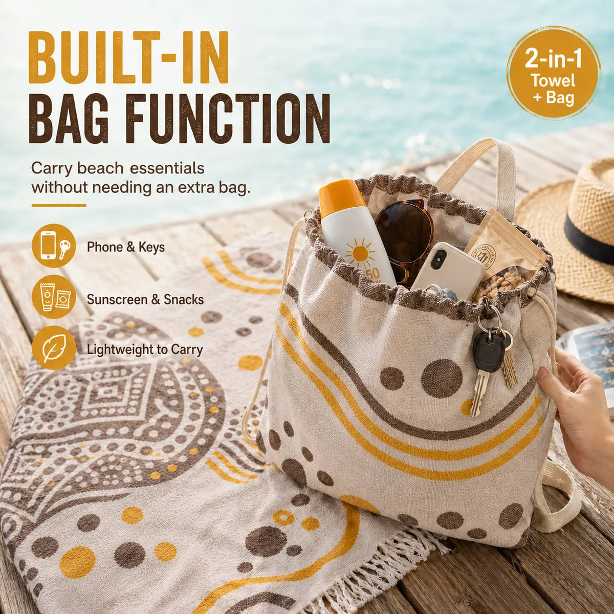 🐢 2-in-1 Towel Bag