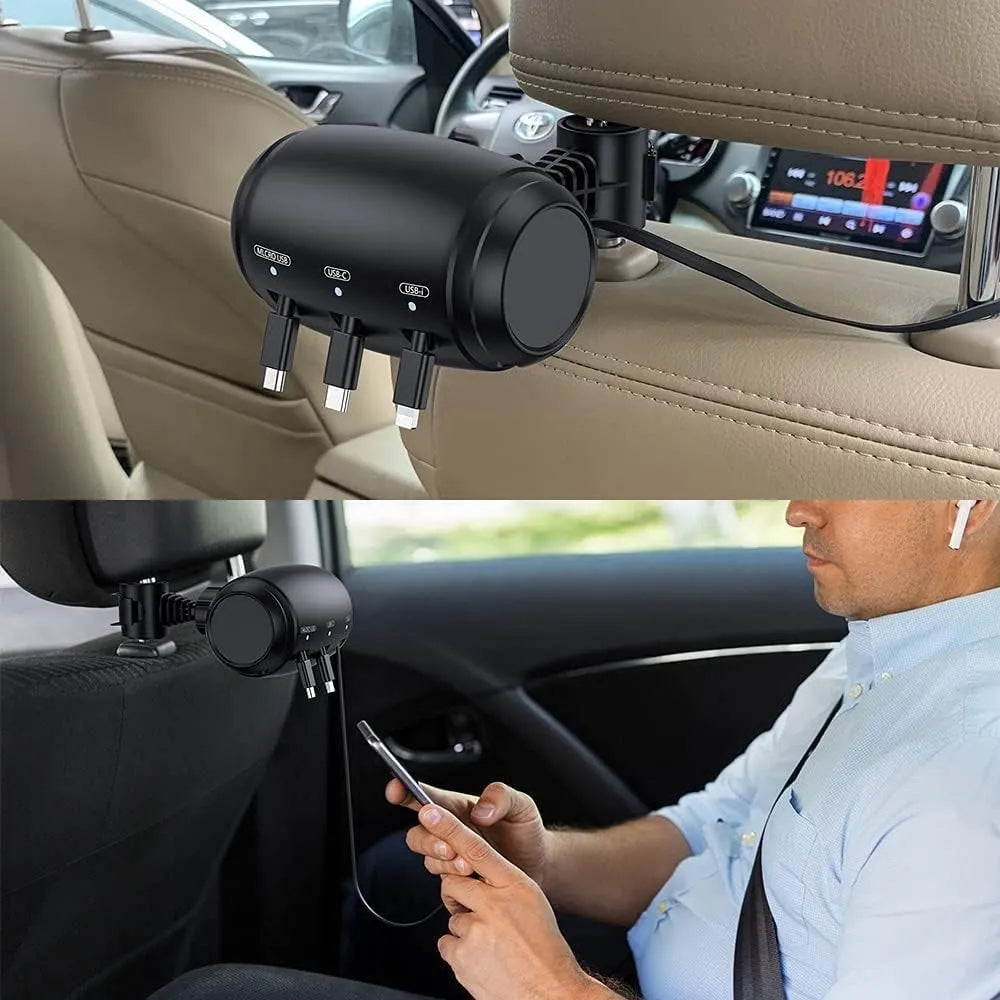 Tangle-Free 3-in-1 Retractable Backseat Charger