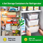 🥬 Fruit & Vegetable Storage Containers with Drain Baskets