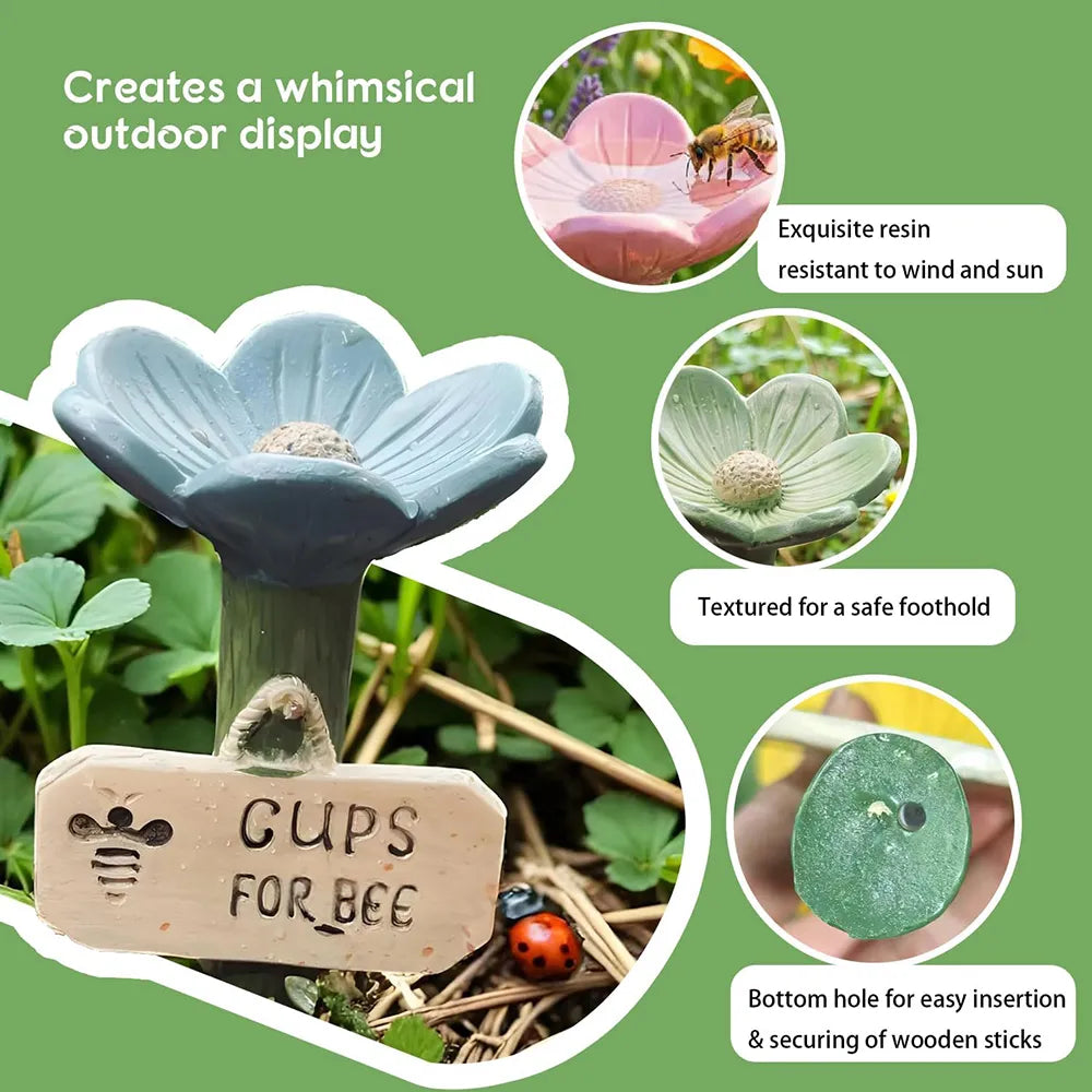 🌼Flower-Shaped Bee & Butterfly Watering Stations – Set of 5 Garden Pollinator Cups