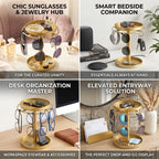 🕶️✨360° Rotating Sunglasses Organizer Stand — Eyewear Rack with Tray