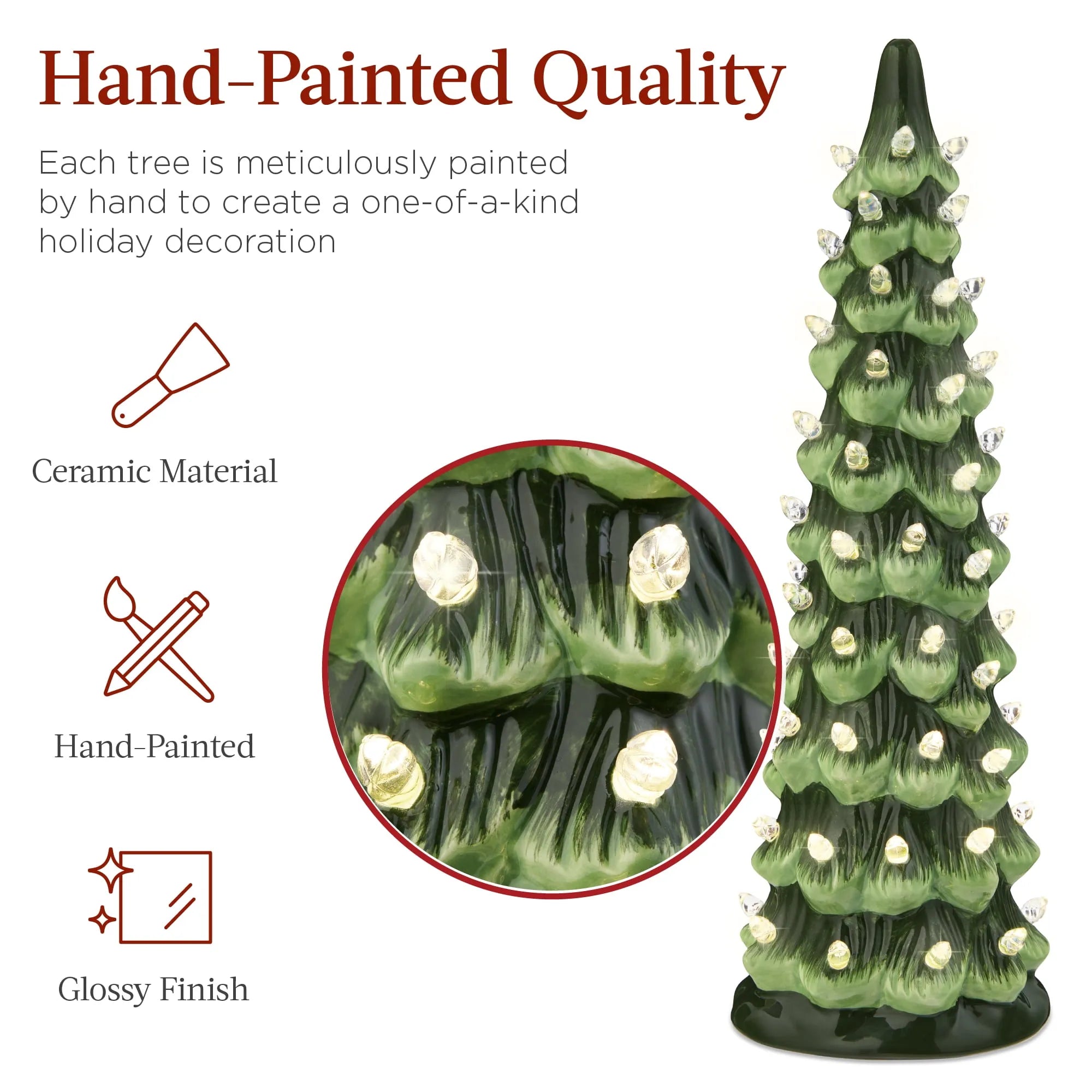 🕯️ Hand-Painted resin Pre-Lit Christmas Tree with LED Lights